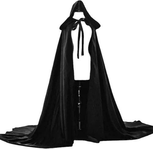 Vista 6 de Ruziyoog Capa medieval de terciopelo para mujer, elegante capa con capucha para boda, capa de invierno, fiesta de bruja, bata unisex de longitud
