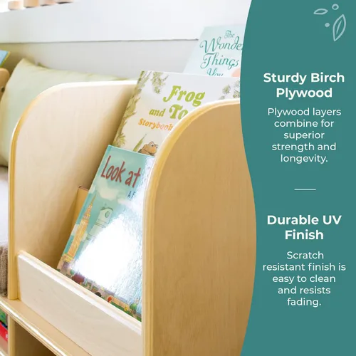 Vista 5 de Guidecraft EdQ - Rincón de lectura - Natural: estantería multiusos de madera y organizador de juguetes; muebles de madera contrachapada de abedul