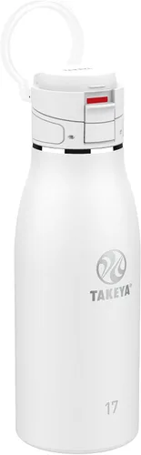 Vista 14 de Takeya Traveler - Taza de café de viaje de acero inoxidable con tapa abatible (17 onzas, rubor), taza aislada a prueba de fugas para café y té