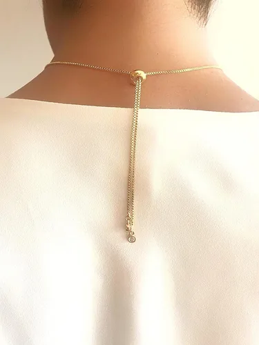 Vista 7 de LESLIE BOULES Collar de ojo malvado de oro chapado en oro de 18 quilates con cadena ajustable deslizante, Cristal