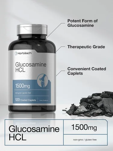 Vista 3 de Horbäach Glucosamina HCL 1500 mg 120 comprimidos Suplemento sin OMG y sin gluten