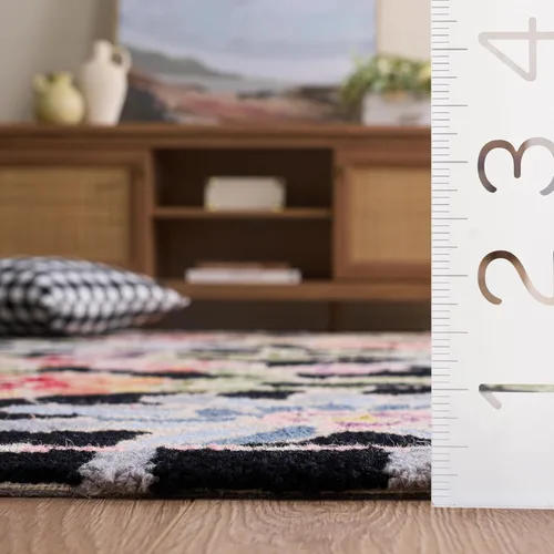 Vista 2 de SAFAVIEH Chelsea Collection - Alfombra decorativa de 1 pies 8 pulgadas x 2 pies 6 pulgadas, color negro, lana de campo francesa enganchada a mano