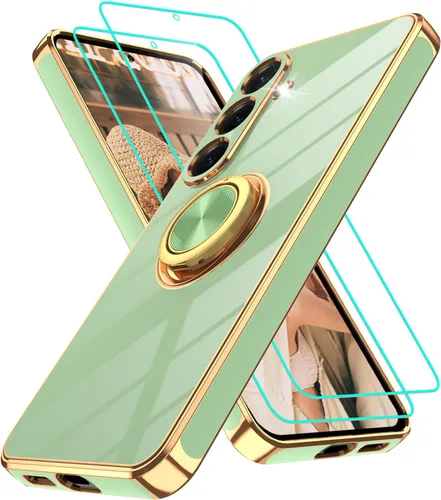 Vista 241 de Funda para Motorola Moto G 5G 2024: Funda Moto G Play 5G 2024 con 2 piezas de protectores de pantalla, soporte de anillo de rotación de 360°