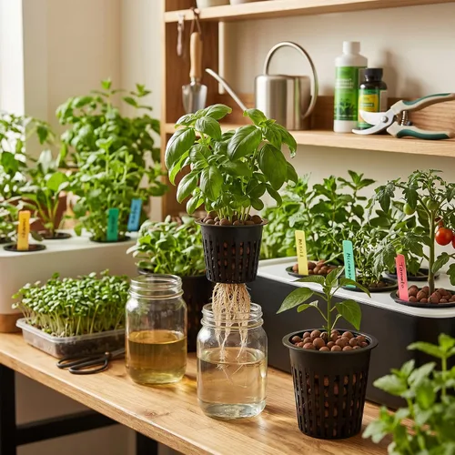 Vista 2 de Yosoo Red de malla para macetas hidropónicas, paquete de 10 cestas de plástico para plantas de jardín (negro)