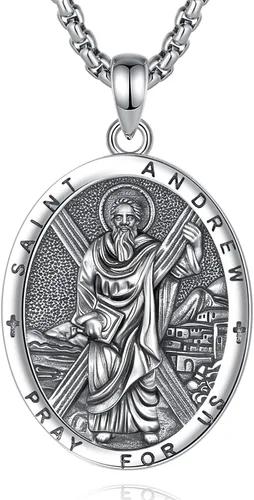 Vista 28 de Vito Collares de Santos de Plata de Ley 925 para Mujeres y Hombres, Colgante de San Miguel/Crucifijo/Caravaca/San Judas/Virgen María, Medalla