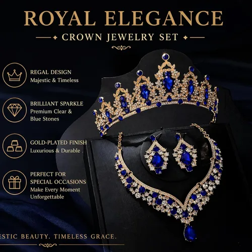 Vista 6 de Conjunto de tiaras y corona Azul