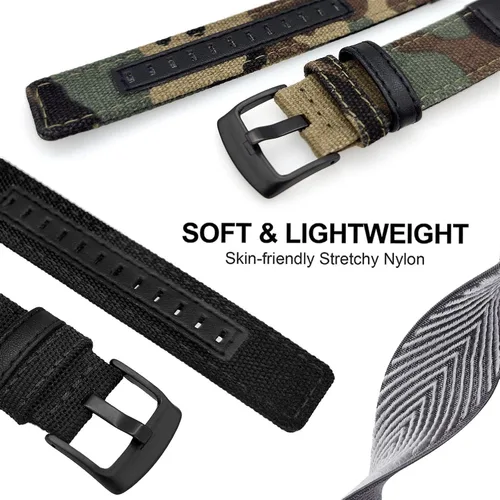 Vista 2 de Abanen Correas de reloj de nailon estilo militar de 0.866 in para Garmin Instinct 3 1.772 in/Instinct 2 Solar, tela tejida duradera correa