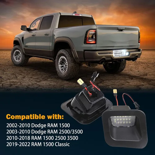 Vista 9 de Luz LED para placa de matrícula compatible con Dodge Ram 1500 2500 3500 2003-2018, accesorios de luces de matrícula, montaje de repuesto
