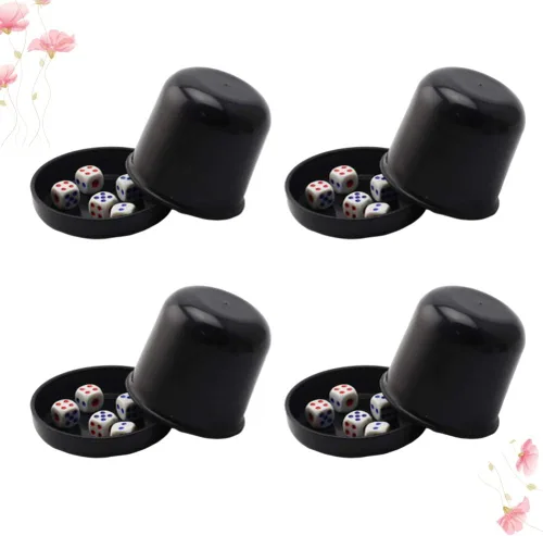 Vista 5 de NUOBESTY Juego de dados para juegos de dados profesionales para mentirosos Farkle Bar Ktv caja de dados anti trampas con 5 dados (negro)