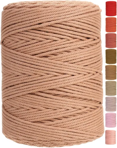 Vista 64 de Cuerda de macramé de 2 mm x 349 metros de cuerda de algodón natural para macramé, cuerda de macramé de color, cuerda de algodón suave, suministros