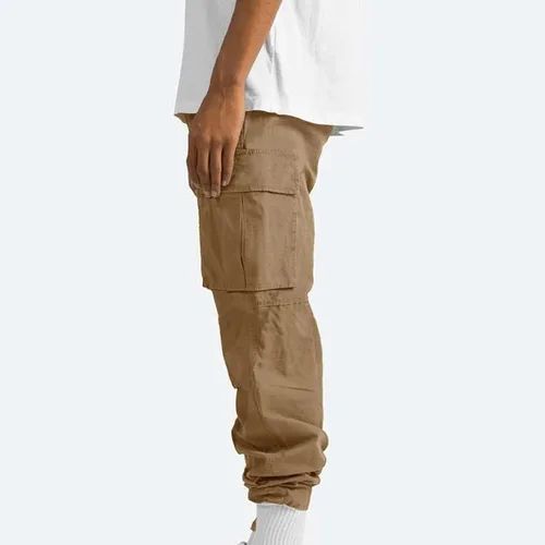 Vista 5 de Pantalones cargo para hombre, pantalones de senderismo para entrenamiento, ajuste relajado, pantalones deportivos casuales con bolsillos