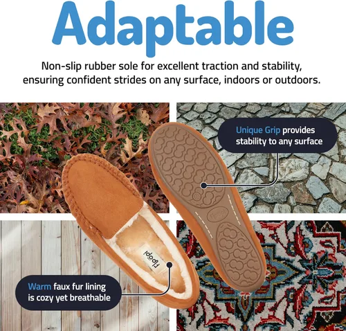 Vista 58 de Floopi Pantuflas para mujer, forro de piel sintética suave con espuma viscoelástica acogedora, pantuflas de casa para mujer con suela antideslizante