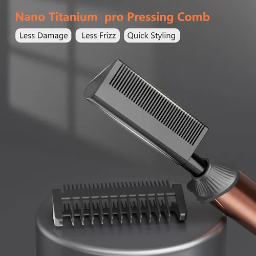 Vista 3 de LURA Peine caliente de titanio nano para pelucas, 250-500 °F para cabello de mujeres negras, peines de presión para cabello negro, peine alisador