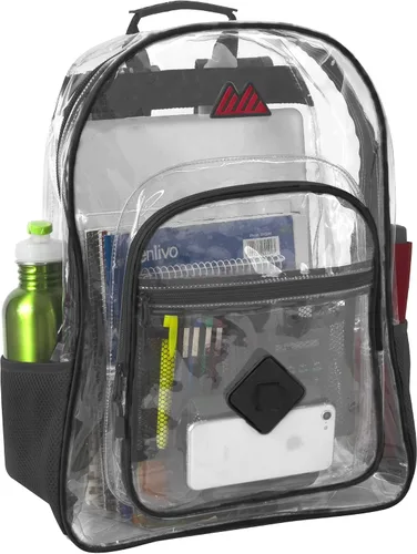 Vista 2 de Summit Ridge Mochila transparente impermeable aprobada para estadios, resistente con soporte para botella de agua para viajes, hombres, mujeres