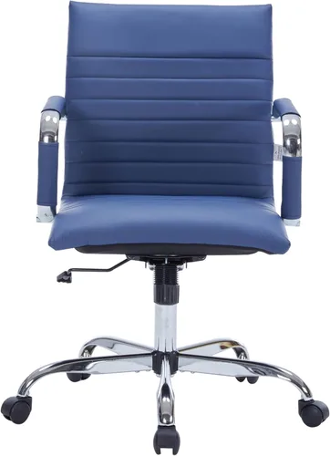 Vista 4 de LeisureMod Silla de oficina ejecutiva ergonómica con soporte lumbar, silla de escritorio giratoria de cuero ajustable, silla de computadora