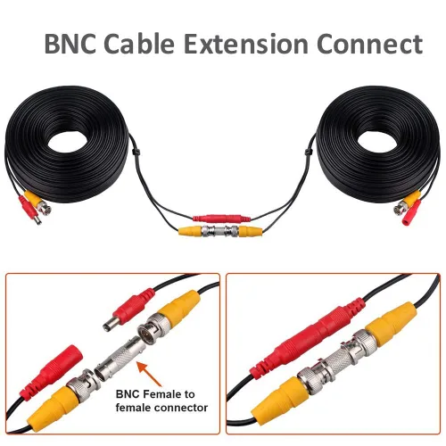 Vista 11 de LONNKY Cable BNC de 100 pies para cámara de seguridad de 98.4 ft con conectores BNC y adaptadores RCA, cable de alimentación de video para cámara