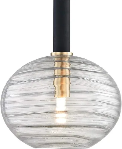 Vista 2 de Hudson Valley Lighting 2410-AGB Breton - Colgante LED de 1 luz - 8.5 pulgadas de ancho por 14.75 pulgadas de alto, color acabado: latón envejecido