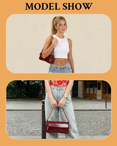 Vista 4 de Herald Pequeño bolso de hombro para mujer, bonito bolso de mano de moda con correa ajustable
