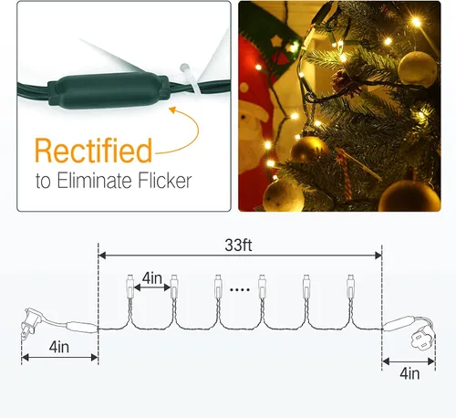 Vista 7 de Brizled - 100 luces LED para árbol de Navidad de 33 pies, solo encendido constante, 5mm de ángulo amplio, luces de 120 V con certificación UL