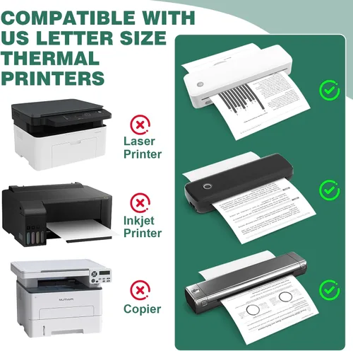 Vista 5 de TUXIYA 200 hojas de papel para impresora térmica de 8.5 x 11 pulgadas