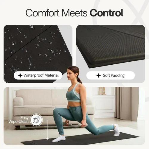 Vista 4 de Esterilla de yoga plegable, Esterilla de yoga plegable TPE, Esterilla de ejercicio plegable para yoga, pilates, entrenamientos en el suelo, diseño