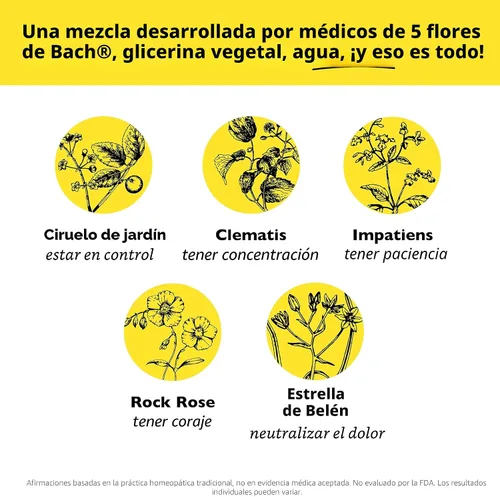 Vista 3 de Bach Rescue Remedy Dropper de 10mL (0.34 fl oz), alivio natural del estrés, esencia floral homeopática, vegano, sin gluten ni azúcar, no genera