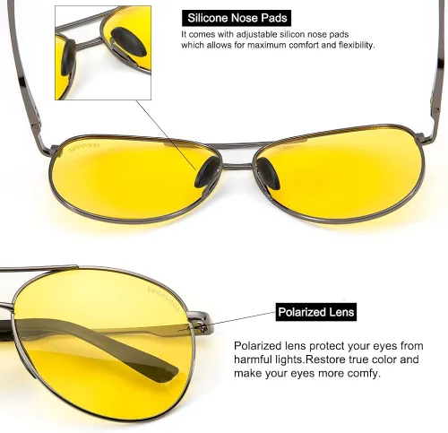 Vista 4 de teenyoun Gafas de sol de aviador para hombres y mujeres, 100% protección UV, lentes de sol polarizados