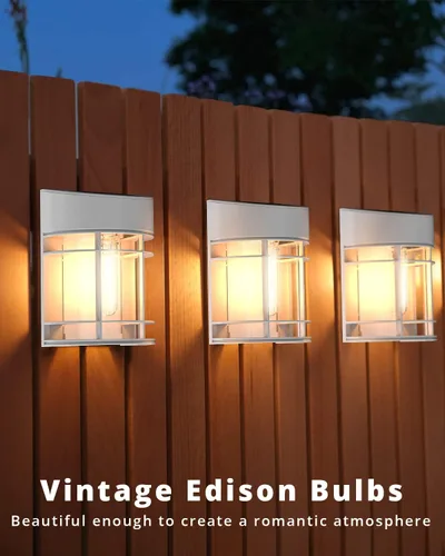 Vista 7 de Luces Solares de Valla, 8 Piezas de Luz de Cubierta Alimentadas por Energía Solar, Luces Solares Impermeables para Exteriores Decorativas