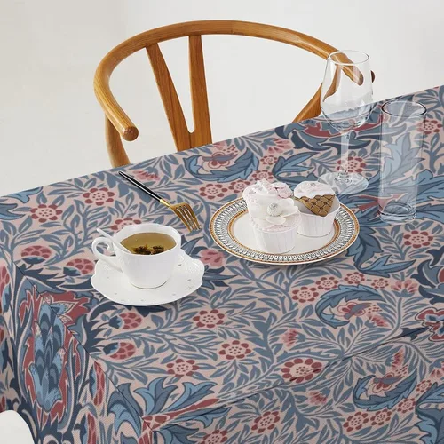 Vista 183 de Mantel Floral Retro de Pájaros, Diseño Original Bohemio William Morris Estampado Cubierta de Mesa para Hogar Picnic Fiesta Comedor Cocina William