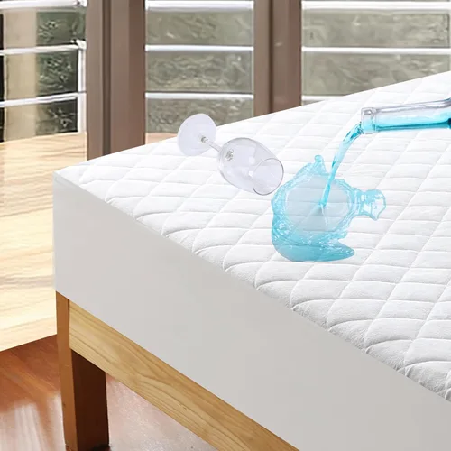 Vista 7 de Protector de colchón 100% impermeable de viscosa de bambú, sábana bajera acolchada con bolsillo profundo de 8 a 16 pulgadas, fibra de enfriamiento