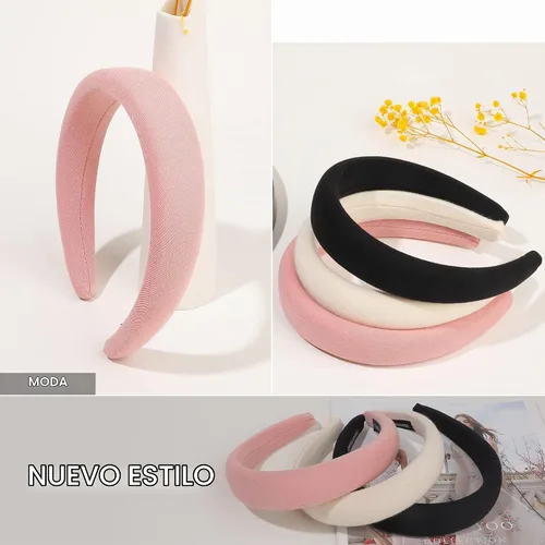 Vista 8 de Ivyu Diademas acolchadas para mujer, 3 piezas de diademas para mujer de moda, bandas para el cabello, diadema neutra hinchada 3Color básico
