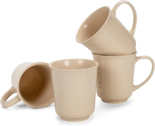 Vista 9 de Elanze Designs Juego de 4 tazas de café de cerámica de 17 onzas con acabado esmaltado blanco mate