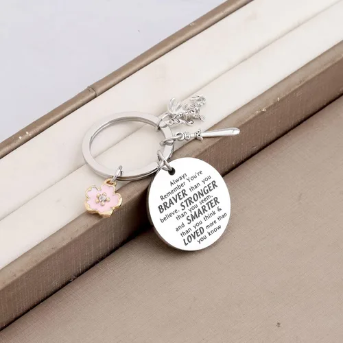 Vista 7 de KEYCHIN Llavero de la película Mu Lan y Mushu Dragon Fans Gift You Are Braver Stronger Smarter Than You Think Mu Lan Jewelry