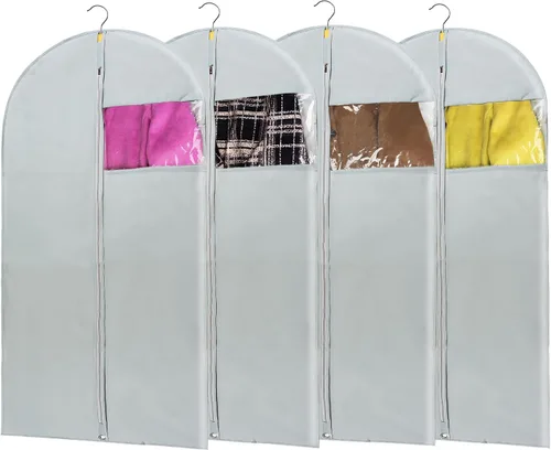 Vista 8 de Bolsa de ropa transparente para almacenamiento en el armario, bolsas de vinilo para colgar ropa, bolsas cortas para colgar ropa, fundas de abrigo