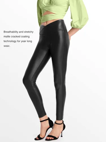 Vista 3 de BVTOEWY Leggings elásticos de piel sintética con control de abdomen y cintura alta para mujer Leggings de cuero sintético leggings de cuero leggings