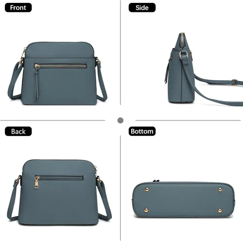 Vista 6 de LA TERRE Bolsa pequeña cruzada, bolsa de hombro estilo cúpula con bolsillo con cremallera y correa ajustable