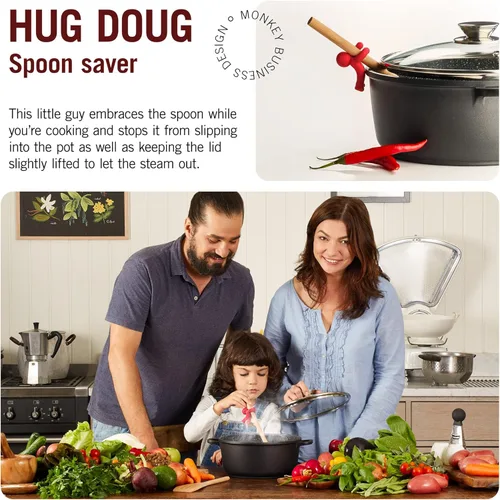 Vista 2 de Hug Doug - Soporte para cuchara y elevador de tapa para evitar que la cuchara se caiga, soporte de cuchara de silicona, soporte para cuchara