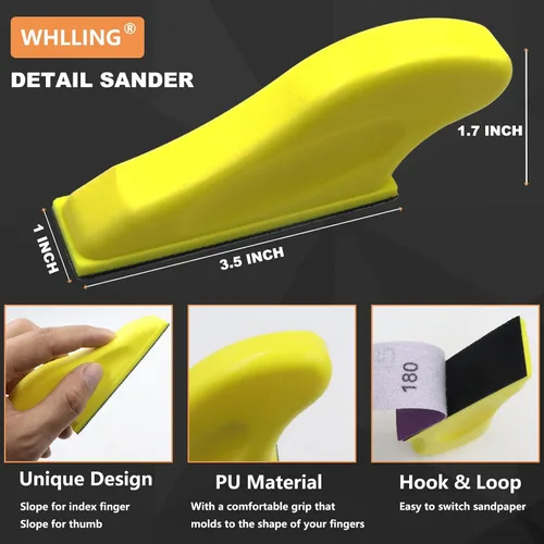 Vista 3 de Paquete surtido de papel de lija micro lija, 70 piezas de papel de lija seco y húmedo de grano 120 a 600 Sanding Tool for Tight Narrow Spaces, 80