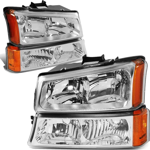 Vista 9 de DNA MOTORING Juego de montaje de faros Compatible con 2003-2006 Chevy Silverado 1500 2500 3500 1500 HD 2500 HD Avalanche 1500 2500, sin Cromo