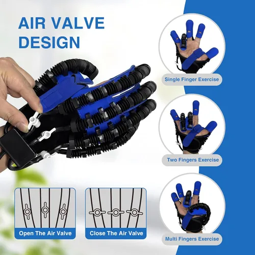 Vista 4 de Equipo de rehabilitación de manos, guantes de terapia para dispositivo de recuperación de mano de accidente cerebrovascular, guante