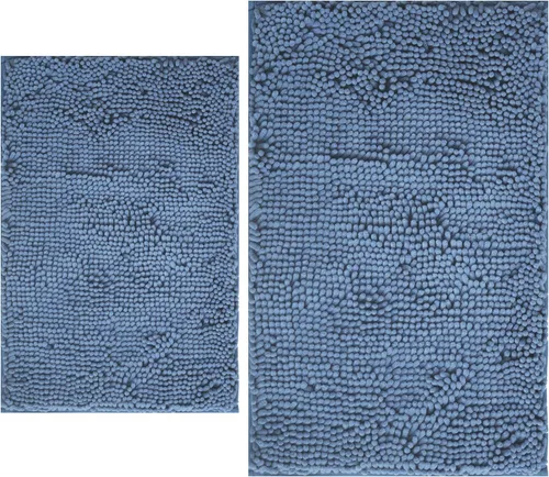 Vista 32 de Juegos de alfombras de baño de 2 piezas, alfombra de baño de felpilla extra suave ultra absorbente, alfombra de baño con base antideslizante de PVC