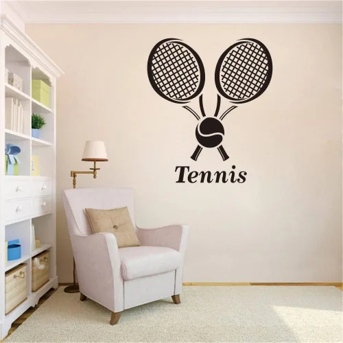 Vista 7 de Adhesivo de pared para jugador de tenis, diseño moderno de silueta deportiva para adolescentes, atletas o fanáticos, decoración única de PVC