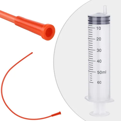 Vista 2 de Jutom El kit de 10 tubos de alimentación para cachorros incluye 5 unidades de 8 tubos de alimentación para cachorros de goma roja FR y 5 jeringas
