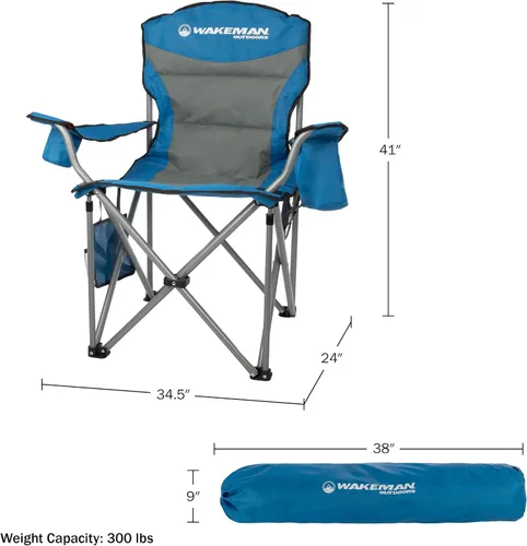 Vista 3 de Wakeman Outdoors - Silla de campamento de gran tamaño, color azul