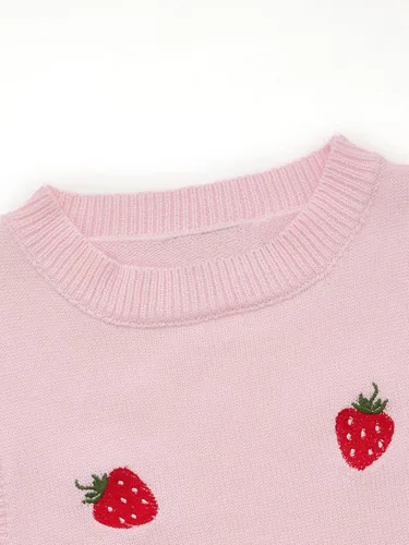 Vista 3 de Floerns - Camiseta corta sin mangas con cuello redondo y diseño de fresas para mujer