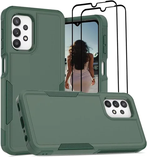 Vista 53 de Jeylly Compatible con Samsung Galaxy A22 5G Funda, Funda Samsung A22 5G con 2pcs protectores de pantalla de vidrio templado