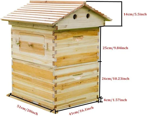 Vista 5 de LANGLANG Kit automático de casa de colmena de abejas de madera con 7 piezas mejoradas de marco automático peine, caja de colmena sin miel.