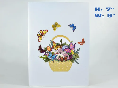 Vista 3 de Teabug Cards Cesta de coloridas mariposas emergentes, tarjeta de cumpleaños, tarjeta del día de la madre, tarjeta de recuperación, tarjeta