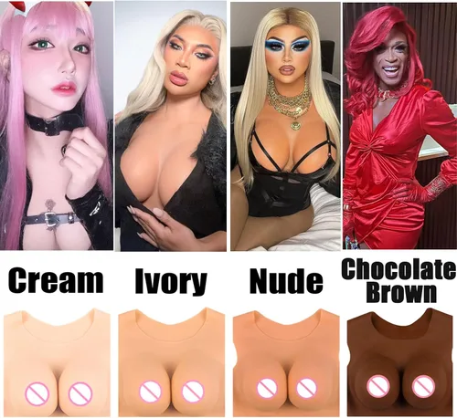 Vista 5 de Formas de pecho de silicona de silicona B-G Copa pecho falso para travestis Drag Queen Transgenders Cosplay