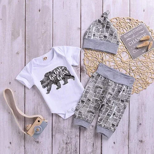 Vista 4 de Conjunto de ropa para bebés recién nacidos, conjunto de pantalones y pantalones